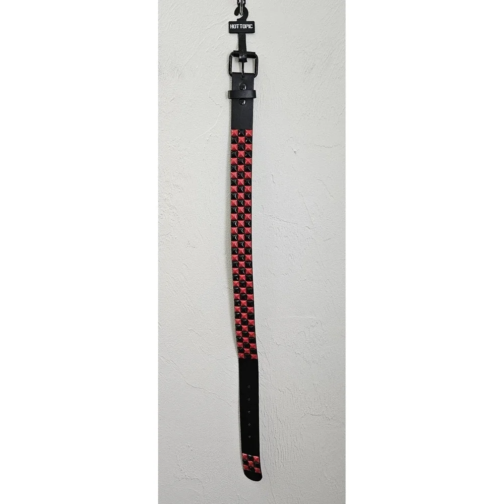 NEW*Hot Topic Black Red Stud Rocker Biker Punk Gothic Belt Size Extra Small XS